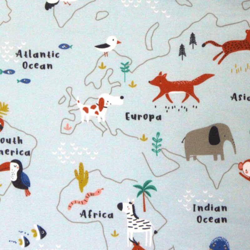 Mapmonde-Animaux-carte-continents-oceans-mer